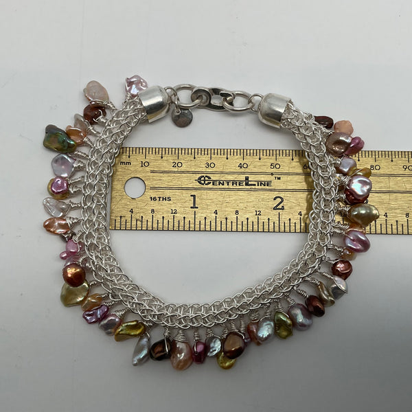 Three Directional Single Weave Bracelet with Kesha Pearls